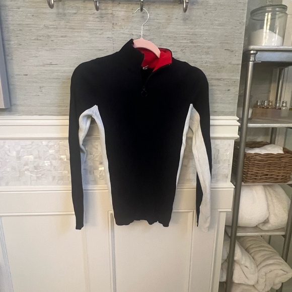 Anthropologie moth varsity ribbed half zip blue white striped sweater medium - Picture 6 of 17